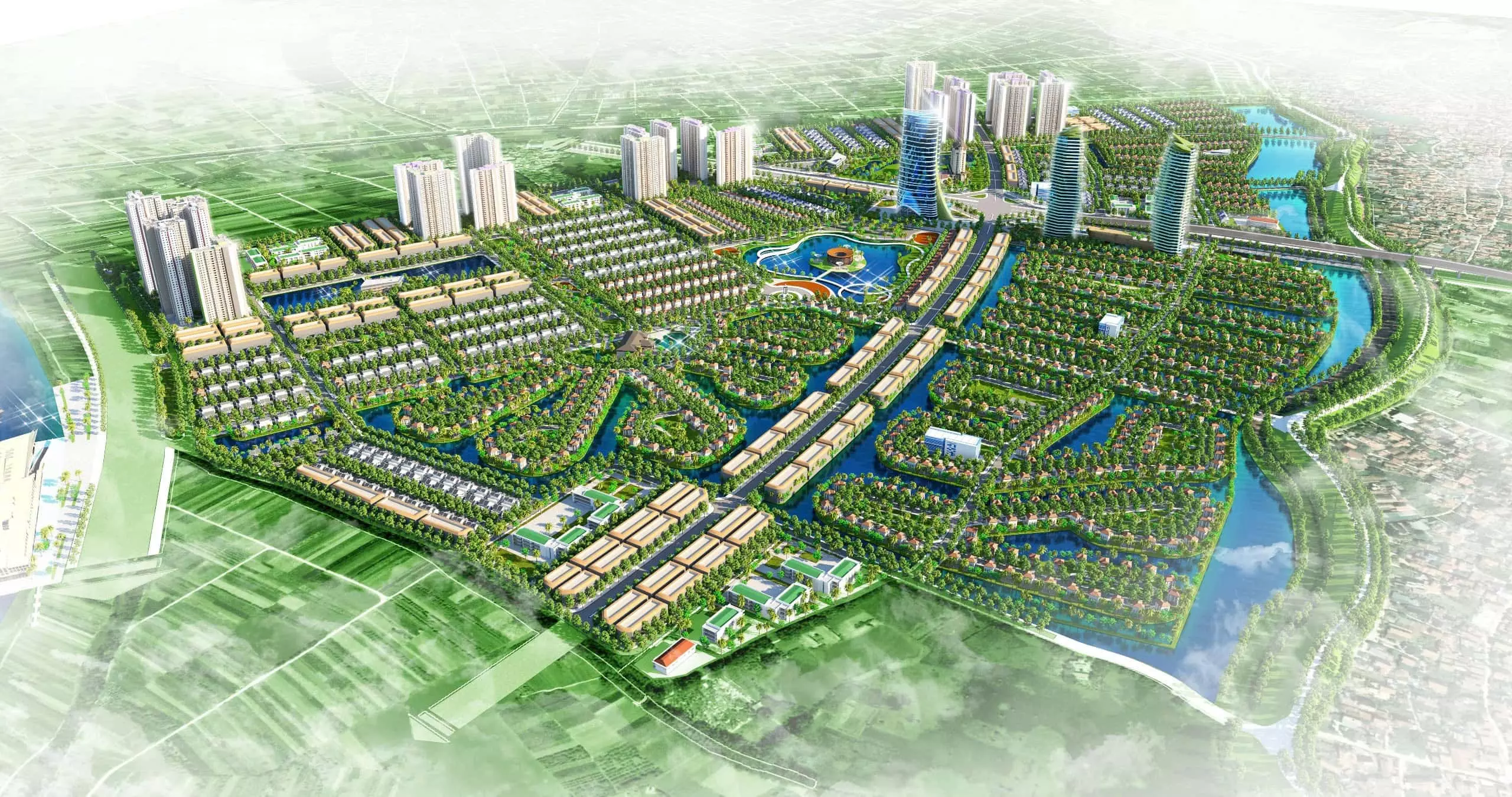 Mặt Bằng Dự Án Alluvia City Xuân Cầu Hưng Yên 1 Phối cảnh mặt bằng 198.3 hecta dự án Alluvia City Xuân Cầu