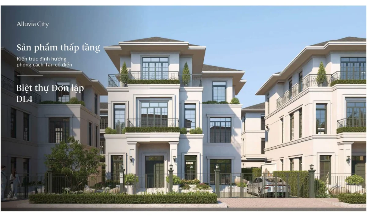 Phối cảnh mặt ngoài thiết kế BIỆT THỰ ĐƠN LẬP của dự án Alluvia City Xuân Cầu