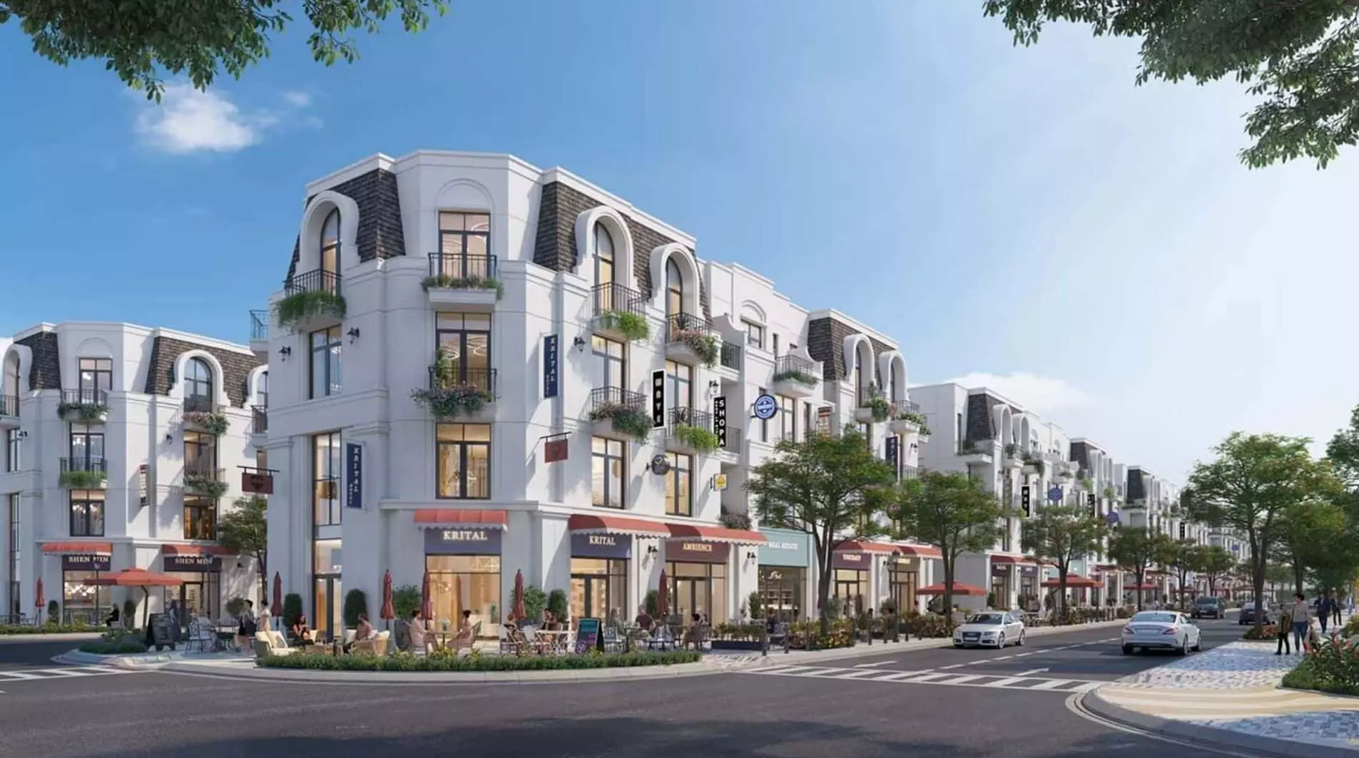 Shophouse dự án Alluvia City Xuân Cầu 10 Phối cảnh shophouse mặt ngoài dự án Alluvia City