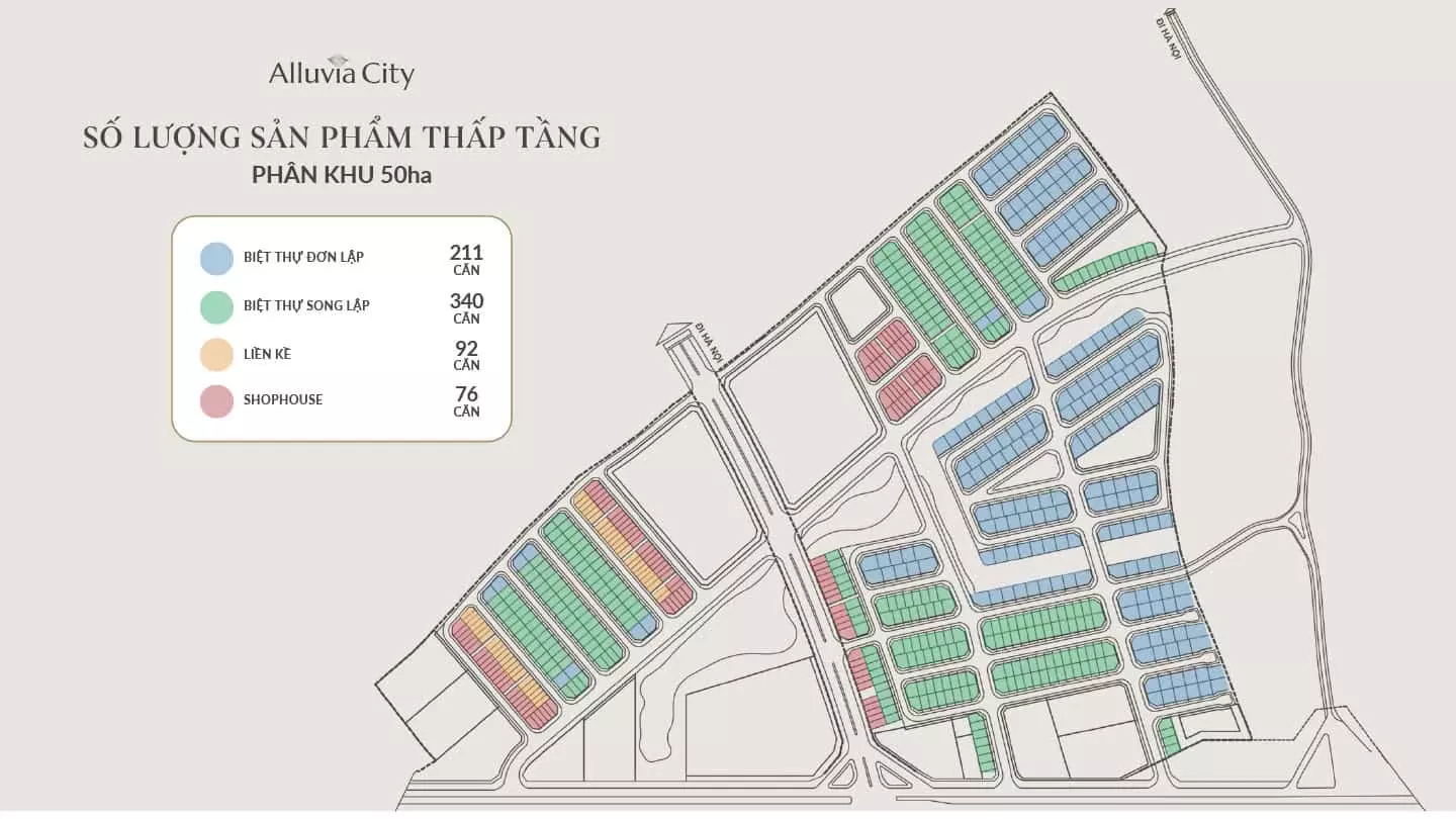 Mặt Bằng Dự Án Alluvia City Xuân Cầu Hưng Yên 3 Mặt bằng các sản phẩm của giai đoạn 1 50 hecta