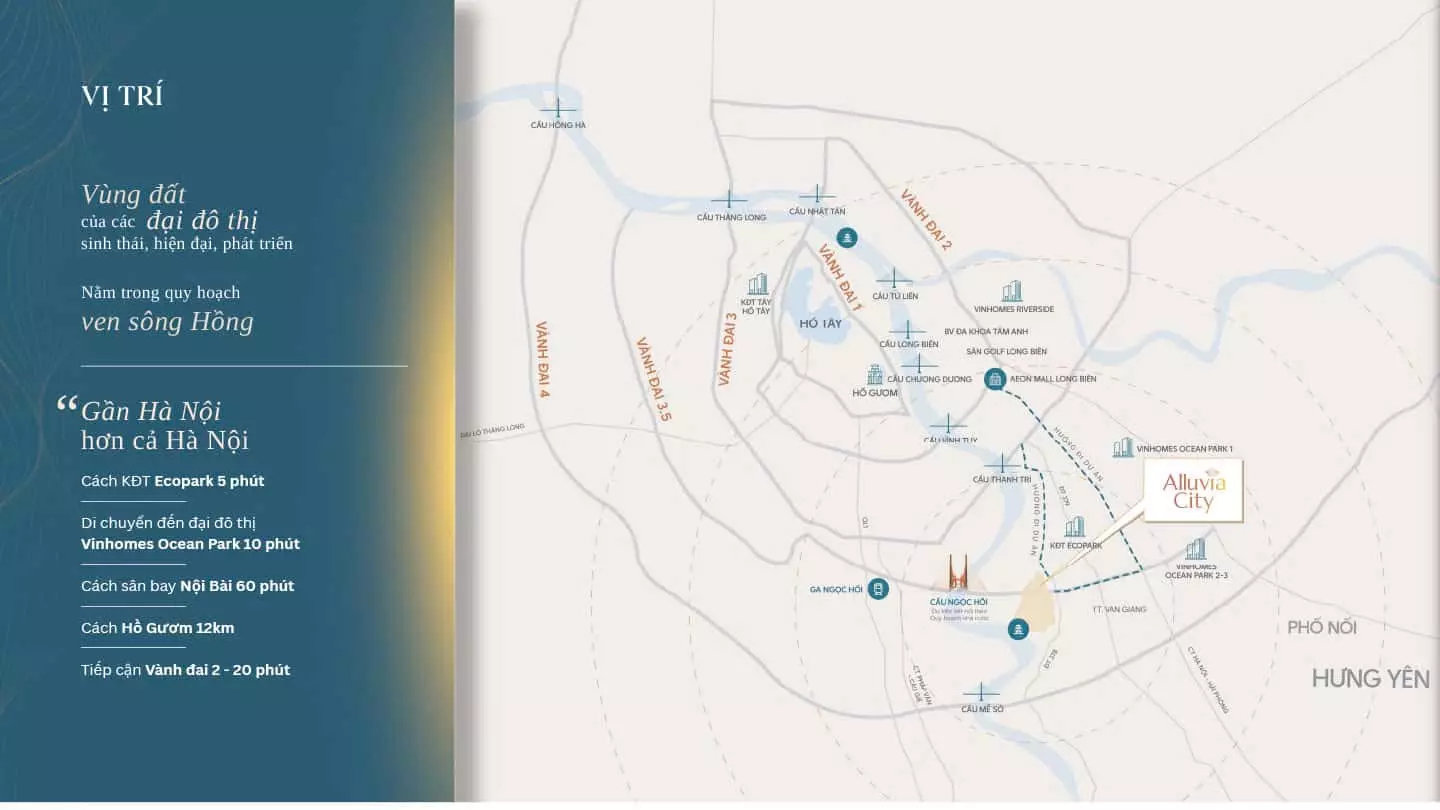 Vị Trí Dự Án Alluvia City Xuân Cầu - Văn Giang - Hưng Yên 4 Vị trí Alluvia đắc địa hiếm có