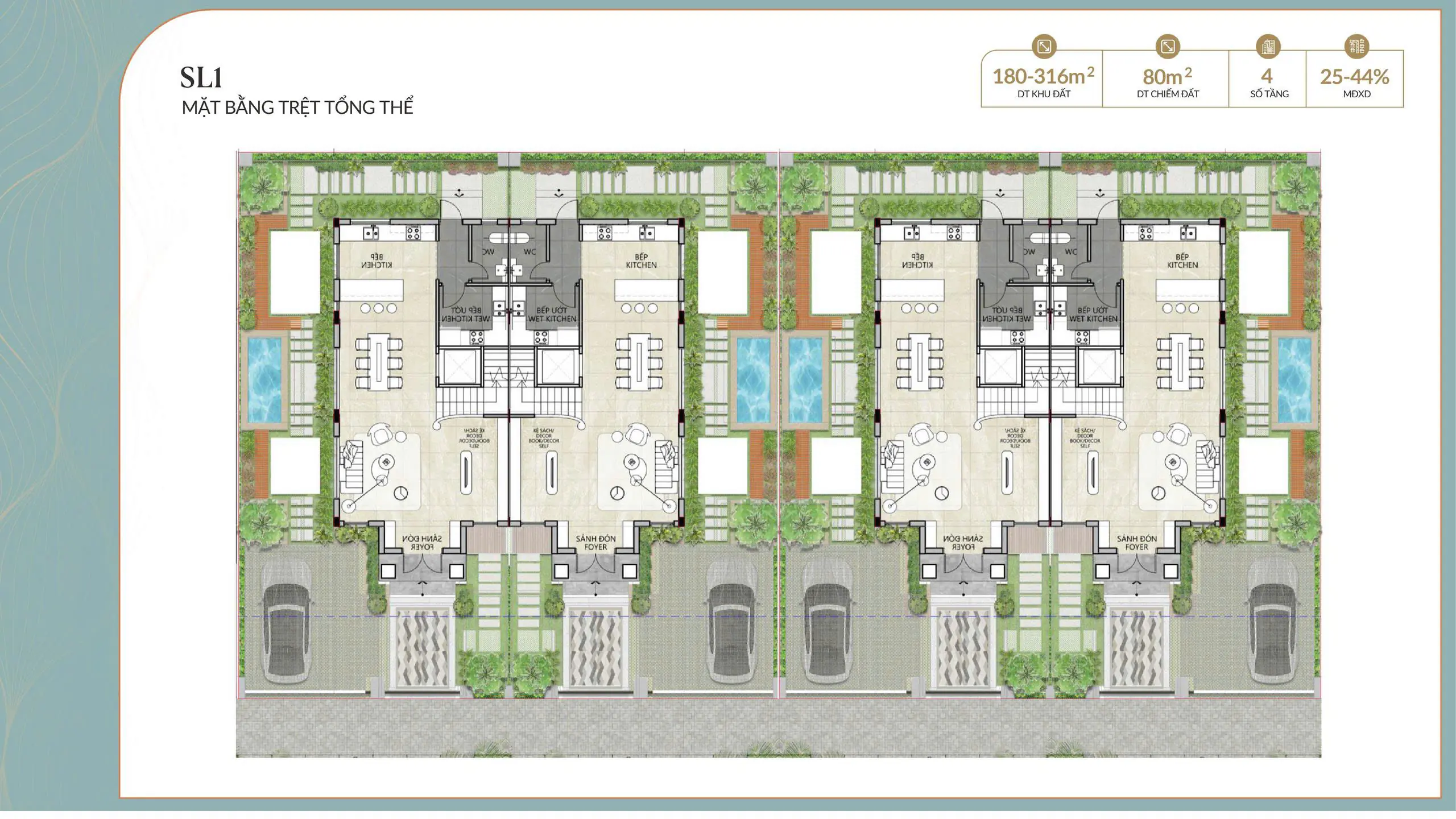 Biệt thự Song lập dự án Alluvia City Xuân Cầu 6 MẶT BẰNG BIỆT THỰ SONG LẬP